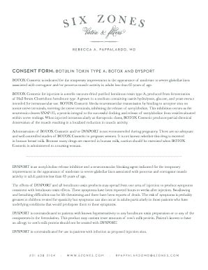 Fillable Online Consent Form Botulin Toxin Type A Botox And Dysport