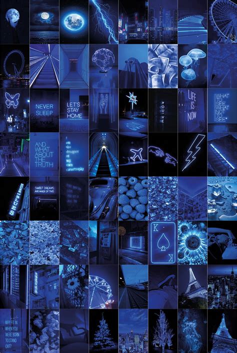 70 Blue Aesthetic Digital Collage Kit Dark Blue Wall Collage Aesthetic