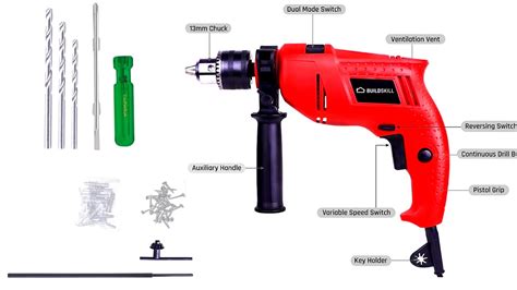 Buildskill Pro Bgsb Re Mm Impact Drill Machine Combo With Drill Bits