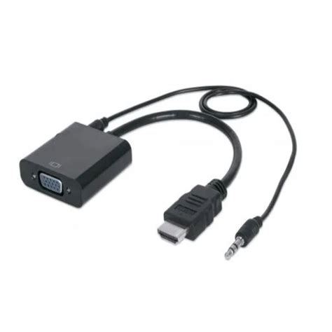 Convertidor Hdmi Macho Vga Hembra Con Audio Color Negro Omega Store