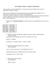 Unit Unit Business Statistics Instructor Graded Project You Must