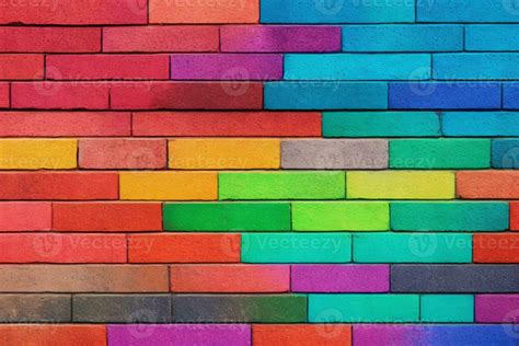 Rainbow Brick Wall Background, Rainbow Wall Background, Brick Wall ...