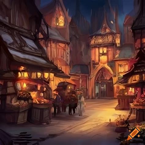 Concept Art Of A Stunning Fantasy Marketplace On Craiyon