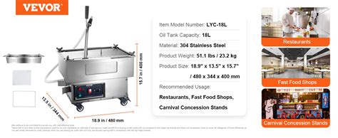 Vevor Mobile Fryer Filter L Oil Tank Capacity Oil Filtration System