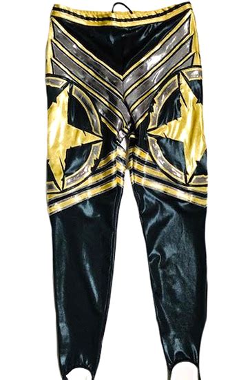 Pro Black Gold Star Wrestling Tights