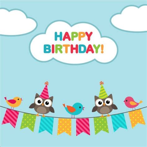 Happy birthday card and cute owls vector 04 | Birthday cards, Happy birthday cards, Birthday ...