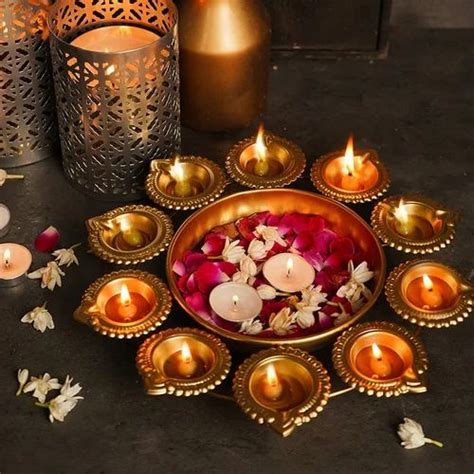 Brass Diya Urli Bowl Set Of 3 For Floating Flowers And T Light Candles For Home At Rs 2269 Set