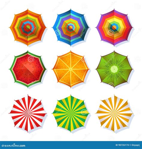 Top View Picture Of Summer Beach Umbrella For Relaxation Colorful