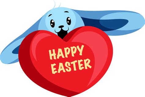 Blue Easter Bunny Wishing Happy Easter Illustration Web Vector On A