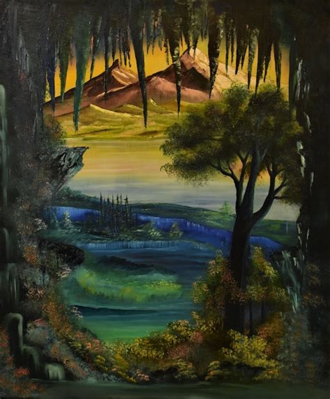 Cave Forest Painting by Sunset Scene on Canvas William Beattie | Etsy