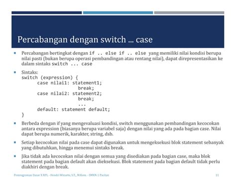 Materi Pemrograman Dasar Struktur Kontrol Percabangan Ppt