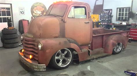 Bagged Ratrod Coe Cab Over Pickup Truck Patina Barn Find 1952 Chevy