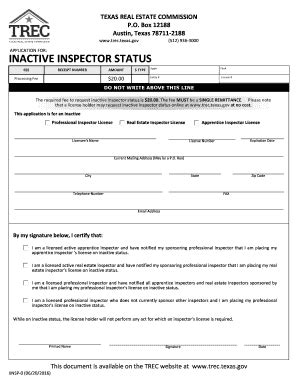 Tx Trec Iinsp Fill And Sign Printable Template Online