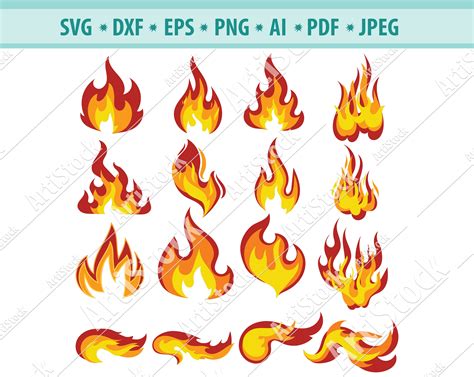 Fire Svg Flames Svg Fire Cricut Fire Dxf Flames Cutting Etsy