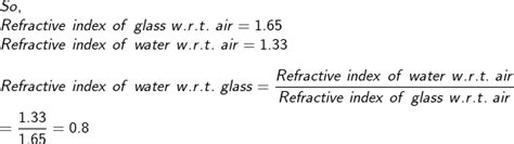 Refractive Index Of Water Wrt Glass Light Reflection And