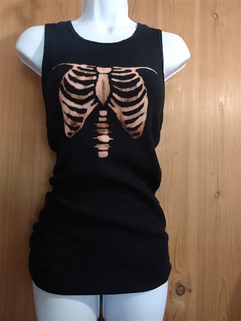 Bleached Skeleton Rib Cage Tank Top Ribbed Cotton Tank Etsy