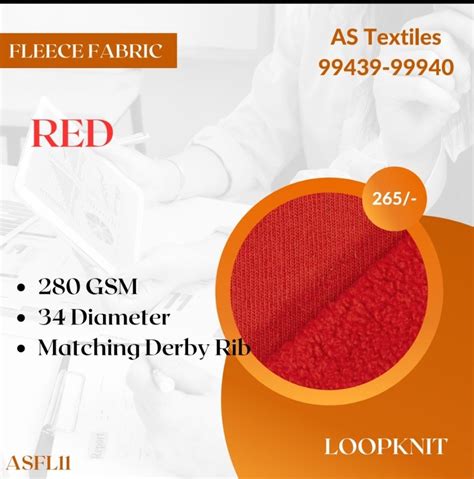 Poly Cotton PC FLEECE FABRIC RED GSM 250 300 At Rs 265 Kg In Tiruppur