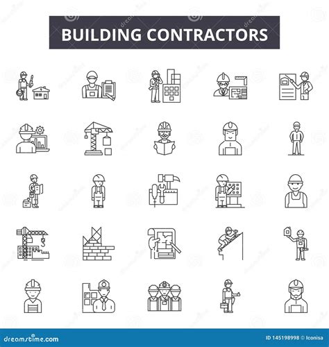 Building Contractors Line Icons Signs Vector Set Outline