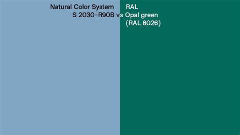 Natural Color System S 2030 R90B Vs RAL Opal Green RAL 6026 Side By