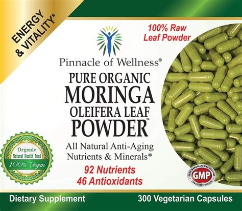 Buy Pinnacle Of Wellness Pure Organic Moringa Oleifera Leaf Powder