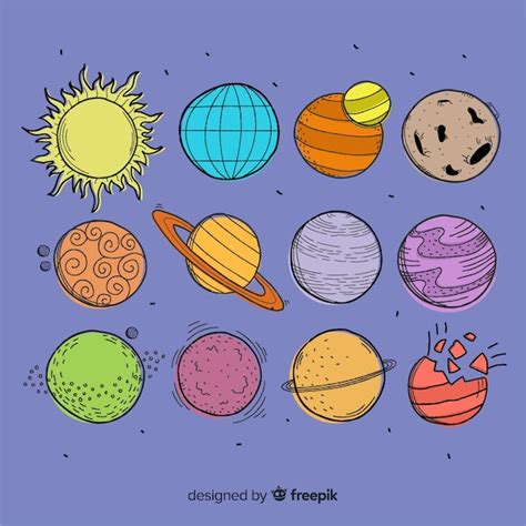 Colección Planeta Dibujado A Mano Vector Gratis