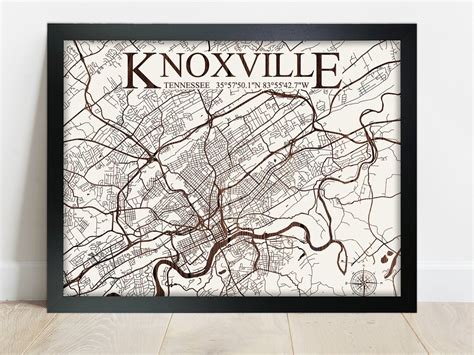 Knoxville Tennessee Wood Map Knoxville Tn Map Knoxville City Etsy