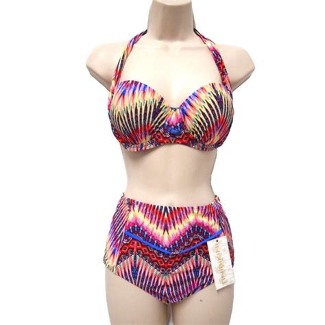 Tinibikini Swim Nwt Tini Bikini Womens Swmsuit S Colorful Retro