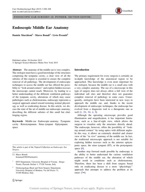 Endoscopic Middle Ear Anatomy | Request PDF