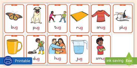 FREE Grade 1 Phonics Ug Flashcards Profesor Hizo