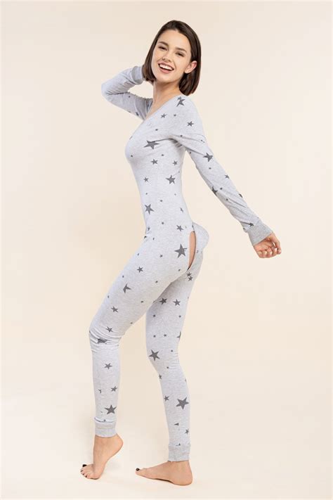 Pajama With Open Butt Flap Sexy Sleep Suit Grey Big Star Etsy Australia