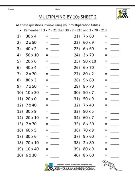 Multiplication Worksheets Grade 4 Printable Free Try This Sheet