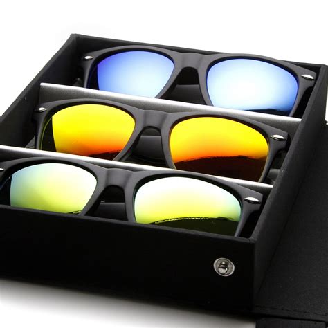 Flat Black Revo Lens Wayfarer Sunglasses Travel Case Zerouv