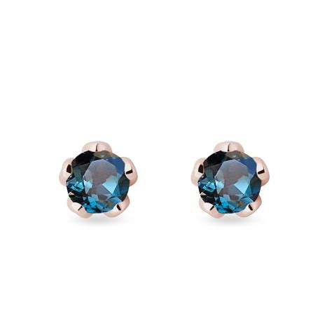 London Topaz Rose Gold Stud Earrings Klenota