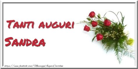 Tanti Auguri Sandra Cartolina Con Bouquet Con Cinque Rose Rosse