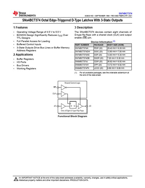 Sn Bct N Datasheet Pdf Octal Edge Triggered D Type Latches