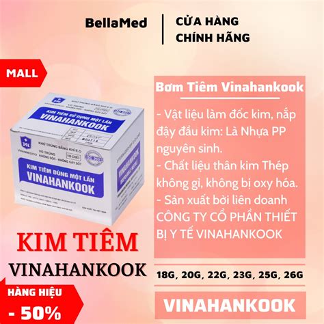 Đầu Kim tiêm 18G 20G 23G 25G 26G x 1 Vinahankook hộp 100 đầu kim