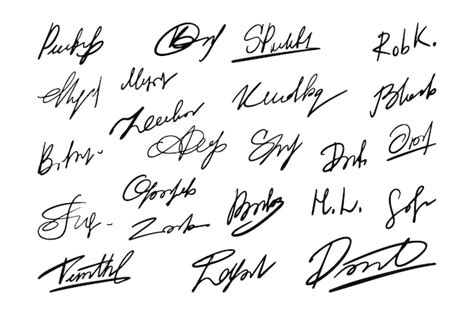 Premium Vector Autographs Handwritten Pen Signatures Documents Hand