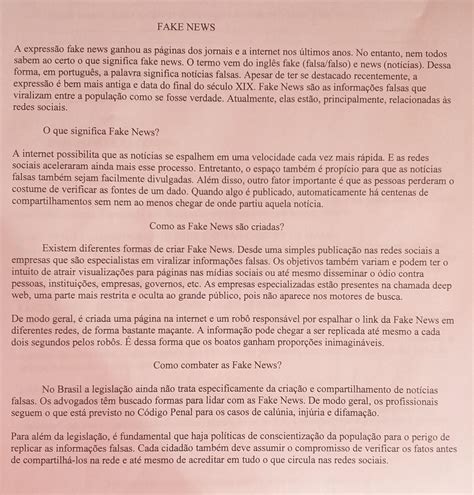 Interpreta O De Texto Sobre Fake News Gabarito Ano Revoeduca