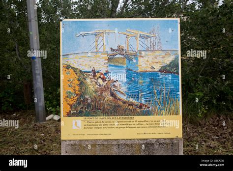 Information Board By Pont De Langlois Drawbridge Arles France Stock