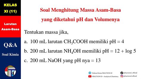 Soal Soal Mencari Massa Asam Basa Apabila Yang Diketahui Ph Dan Volume Larutannya Qanda Youtube