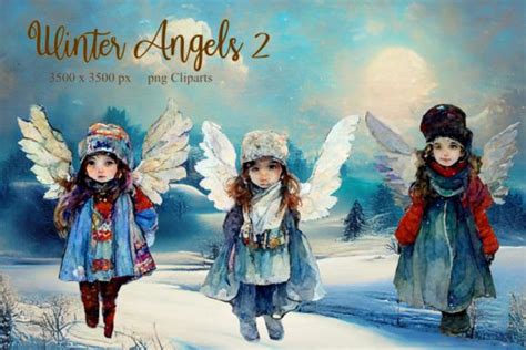 Winter Angels Watercolor Angel Clipart Graphic By Magiclily