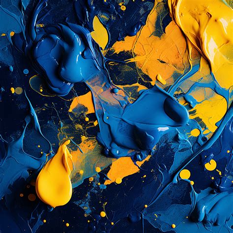 Vibrant Blue and Yellow Abstract Painting with Captivating Brushwork ...