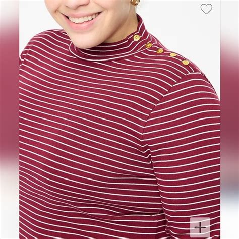 J Crew Factory Tops J Crew Striped Mock Neck Ribbed Top In Vintage