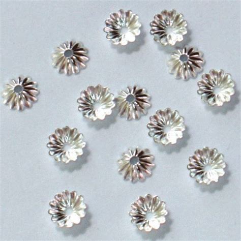 Pcs Silver Plated Flower Beads Cap Mm Etsy