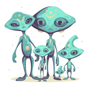 Alien Family Vector, Sticker Clipart Family Of Tiny Aliens Standing ...