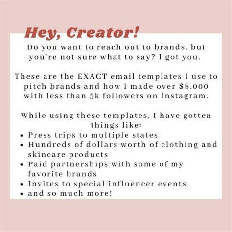 Email Template For Influencers And Content Creators To Pitch To Brands How To Work With Brands