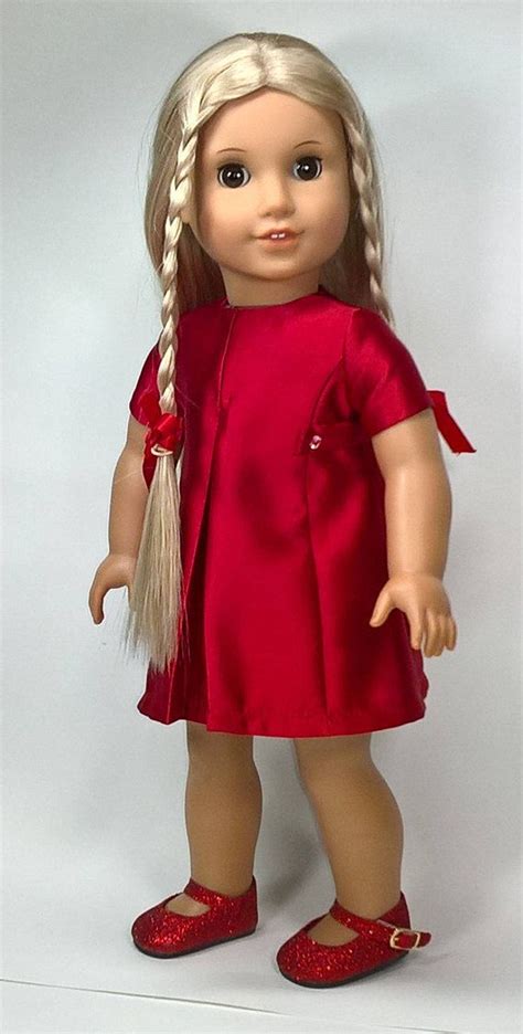 Holiday Satin Dress For 18 Inch Dolls 1960 S Style Made In A Medium Weight Brushed Red Satin