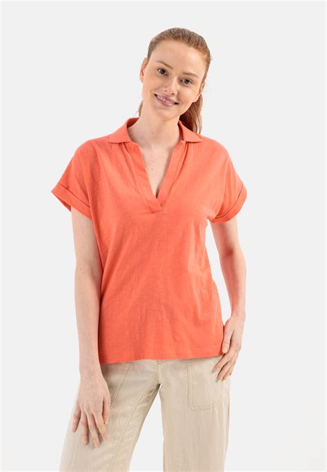 Buttonless Polo Shirt For Damen In Orange XXL