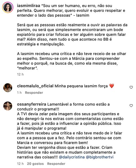 Amiga De Iasmim Lira Do Big Brother Indignada A Tvi Deviam