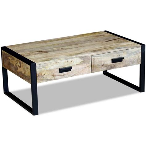 Habitium Fr VidaXL Table Basse Avec 2 Tiroirs Bois De Manguier Massif